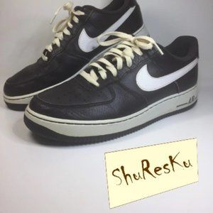 Nike Air Force 1 Men's Premium "Black Tea/White" - Size 11 - 488298-201